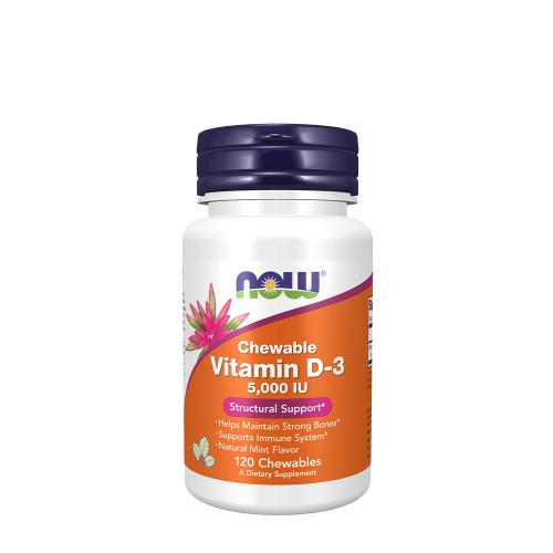Now Foods Vitamin D-3 5,000 IU (120 Kautabletten, Natürlicher Minzgeschmack)