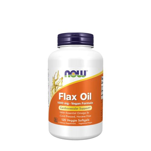 Now Foods Flax Oil 1000 mg Vegan Formula (120 veg.Kapseln, Weiß-Rosa)