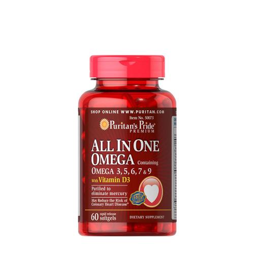 Puritan's Pride All In One Omega 3, 5, 6, 7 & 9 with Vitamin D3 (60 Weichkapseln)