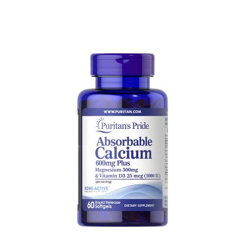 Absorbable Calcium 600mg plus Magnesium 300mg & Vitamin D 1000IU (60 Weichkapseln)