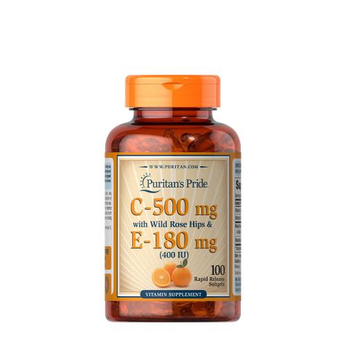 Puritan's Pride Vitamin C 500 mg und Vitamin E 400 IE Weichkapsel mit Hagebutte (100 Weichkapseln)