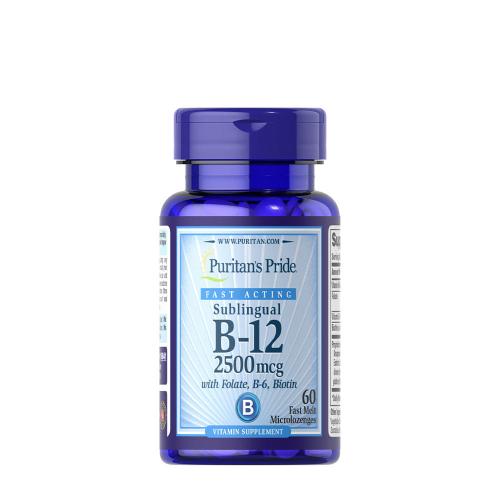 Puritan's Pride Vitamin B12 2500 mcg Lutschtablette mit Folsäure (60 Mikropastillen)