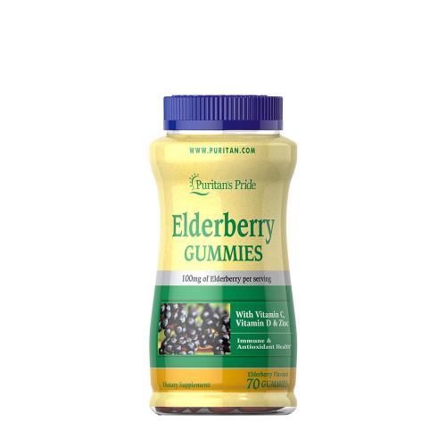 Puritan's Pride Elderberry Gummies with Vitamin C, D & Zinc (70 Gummibonbons, Holunder)