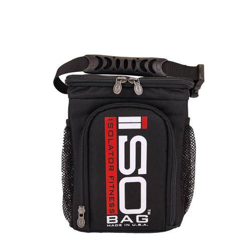 ISOBAG - Mahlzeit-Sporttasche für 3 Lebensmittel (1 St., Schwarz mit rot-weißem Logo)