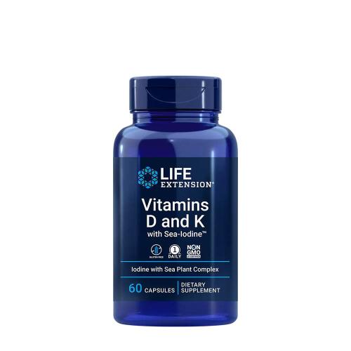 Life Extension Vitamins D and K with Sea-Iodine (60 Kapseln)