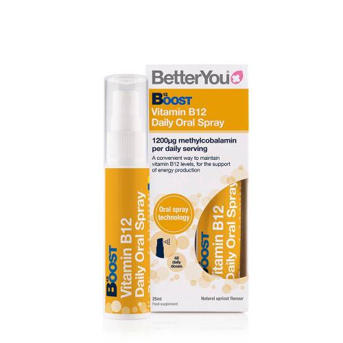 BetterYou Boost Vitamin B12 Oral Spray - Mundspray mit Vitamin B12 (25 ml, Natürliche Aprikose)