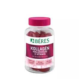   Béres Collagen, Hyaluronic Acid, Vitamin C Sugar-free Gummies (50 Gummibonbons, Erdbeere)