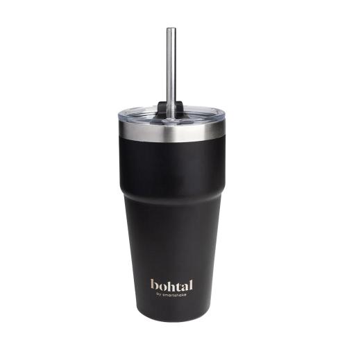 SmartShake Bohtal Double Insulated Travel Mug With Straw (600 ml, Schwarz)