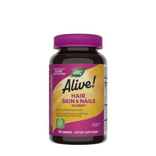 Natures Way Alive!® Hair, Skin & Nails Gummies (60 Gummibonbons, Erdbeerbeutel)