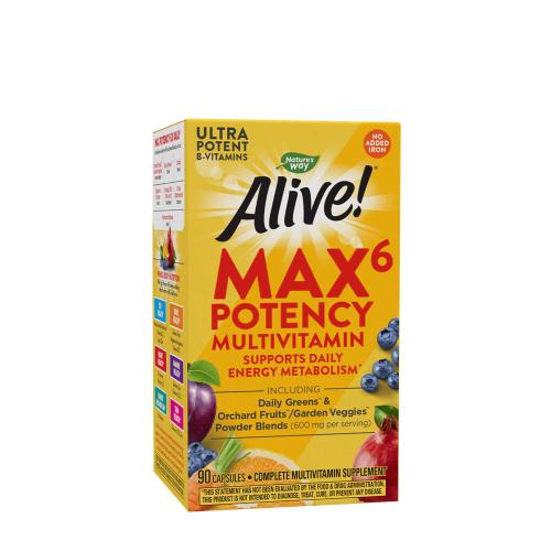 Natures Way Alive!® Max6 Max Potency Daily Multivitamin Without Iron (90 Kapseln)