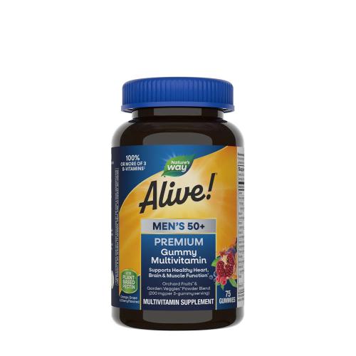 Natures Way Alive!® Premium Men’s 50+ Gummy Multivitamin (75 Gummibonbons, Kirsche, Orange & Traube)