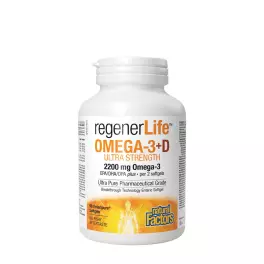   Natural Factors RegenerLife Omega-3+D Ultra Strength 2200 mg / 1000 IU (90 Weichkapseln)
